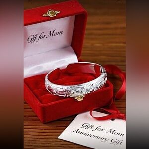 S925 Sterling Silver Floral Cuff Bracelet